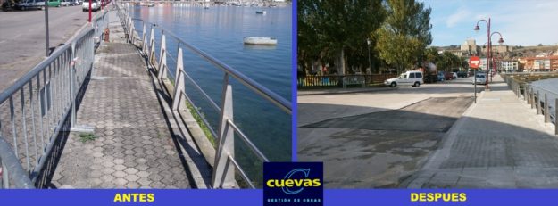 Finalización de las obras de reparación parcial de acera y calzada en la estación de autobuses de Sna Vicente de la Barquera