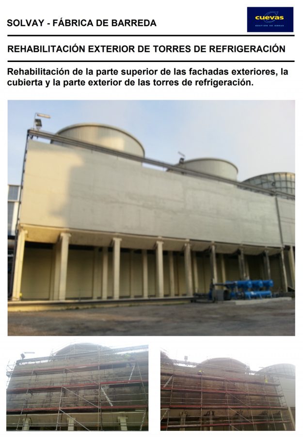 Rehabilitación exterior de torres de refrigeración en la fábrica de Solvay Química S.L. de Barreda
