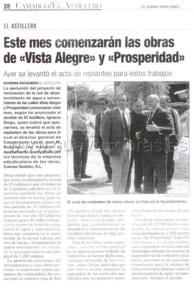 Ejecución de saneamiento y abastecimiento de la calle Vista Alegre y Prosperidad